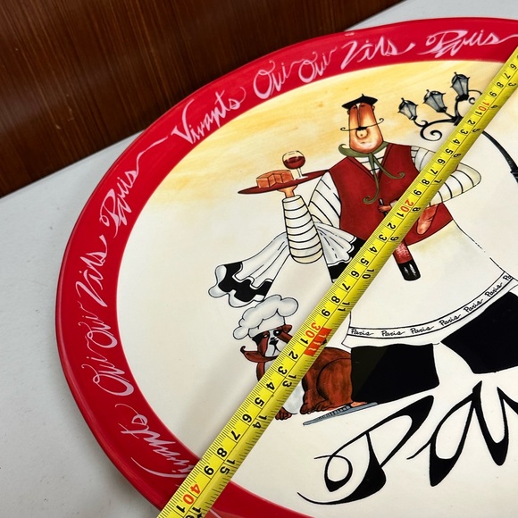 CERTIFIED INTERNATIONAL SERVING ROUND PLATE PARIS CHEFS MOTIFS COLLECTION - Picture 11 of 12